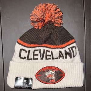 New Era NFL Cleveland Browns Beanie Pom, Tan/Brown/Orange, One Size